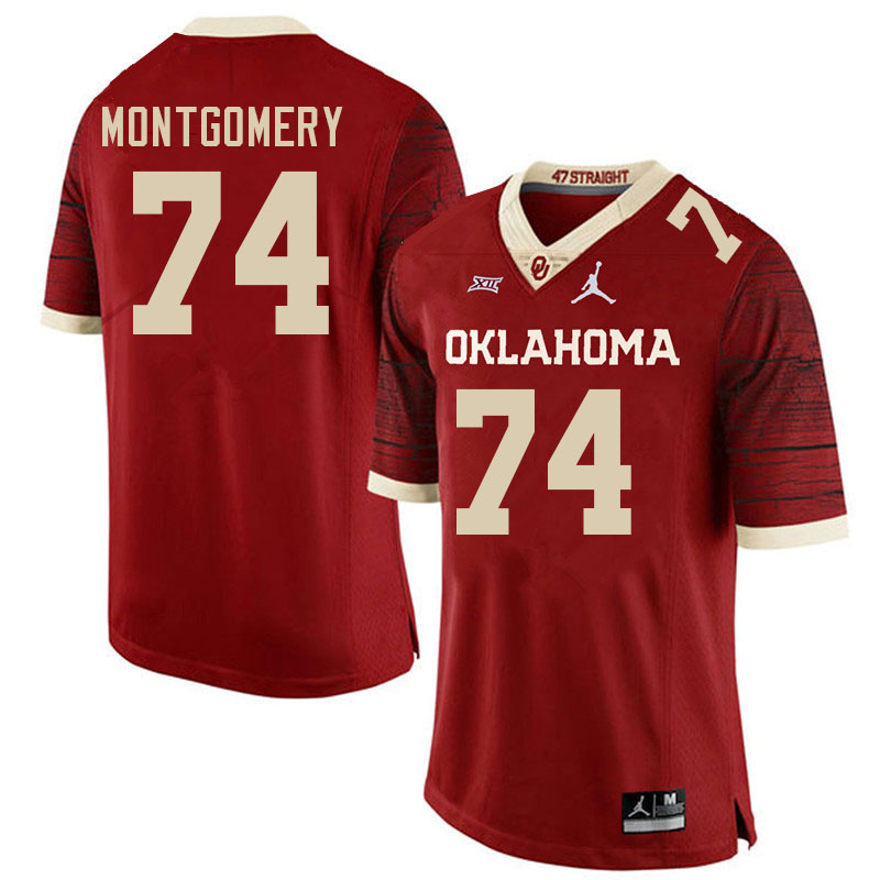 Men #74 Cullen Montgomery Oklahoma Sooners College Football Jerseys Stitched-Retro